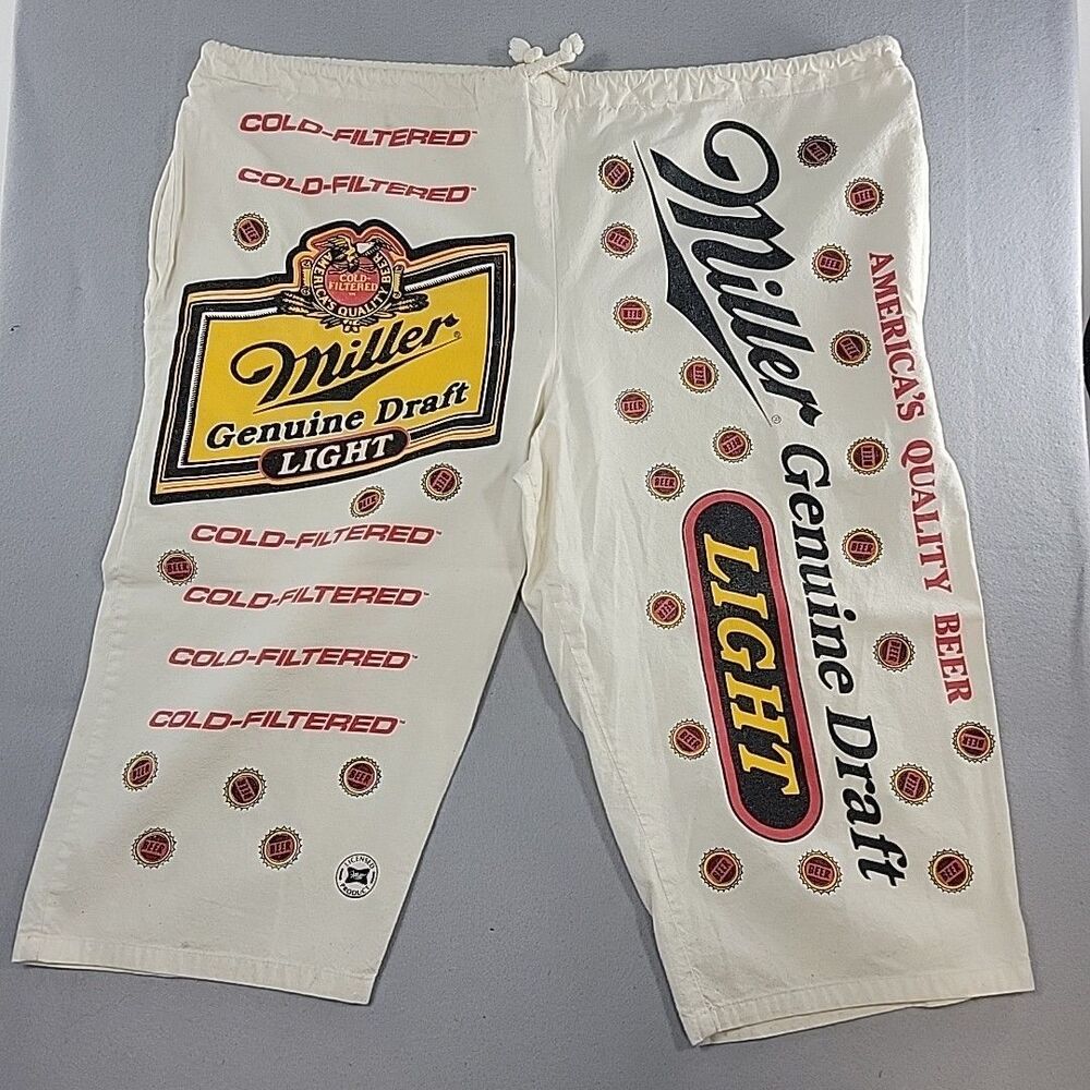 Vintage Miller Genuine Draft Light Print Graphic Shorts Drawstring ONE SIZE